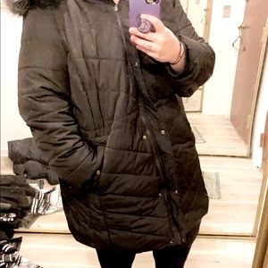 Black target winter jacket